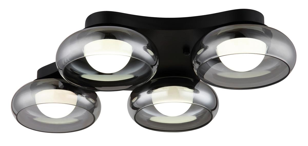 Led Stropna Svjetiljka Carlene - bijela/crna, Design, staklo/metal (65/46/10cm) - Globo