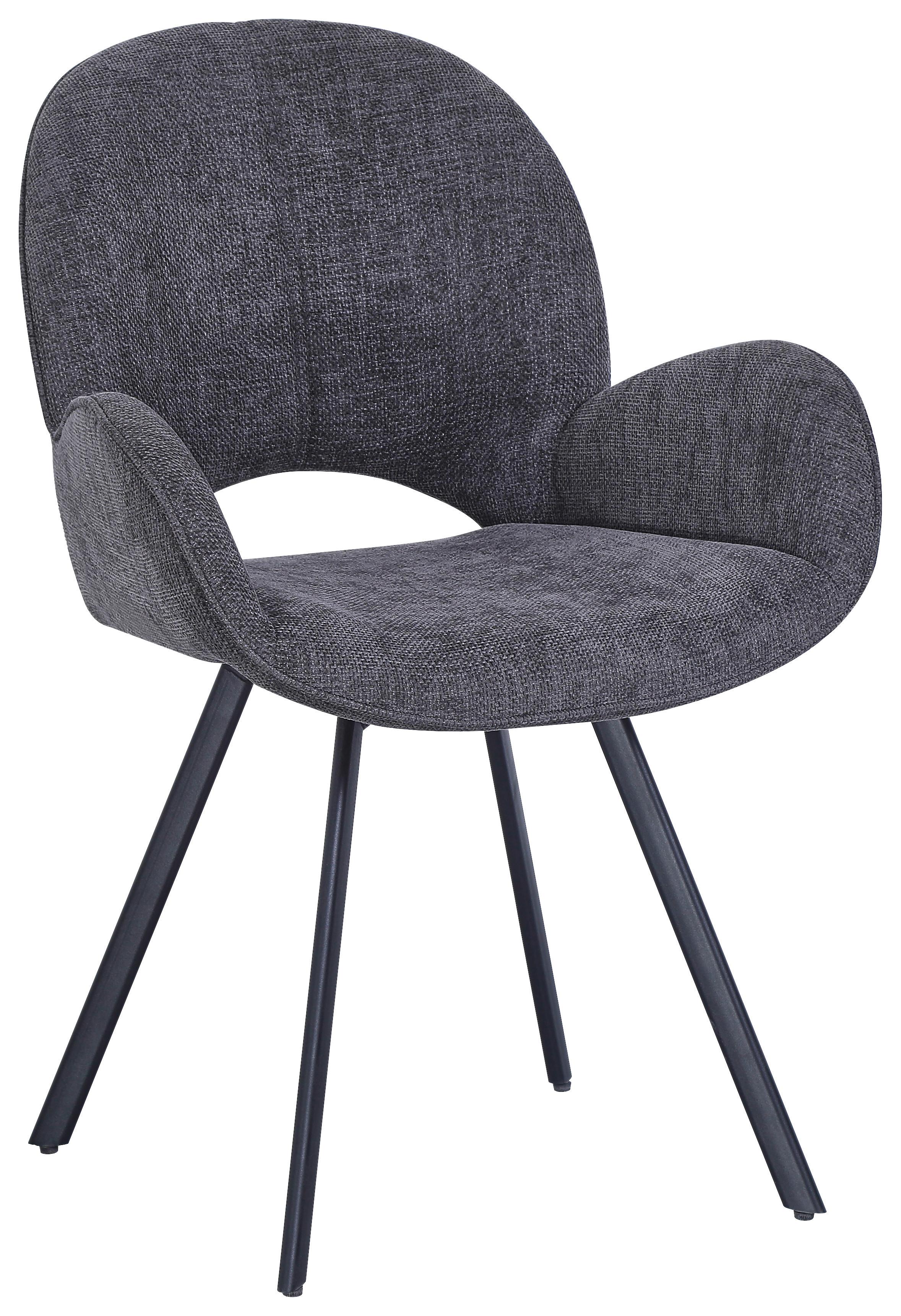 KRZESŁO Z PODŁOKIETNIKAMI CARLOTTA - czarny/szary, Modern, metal/tkanina (61/88/62cm) - MID.YOU