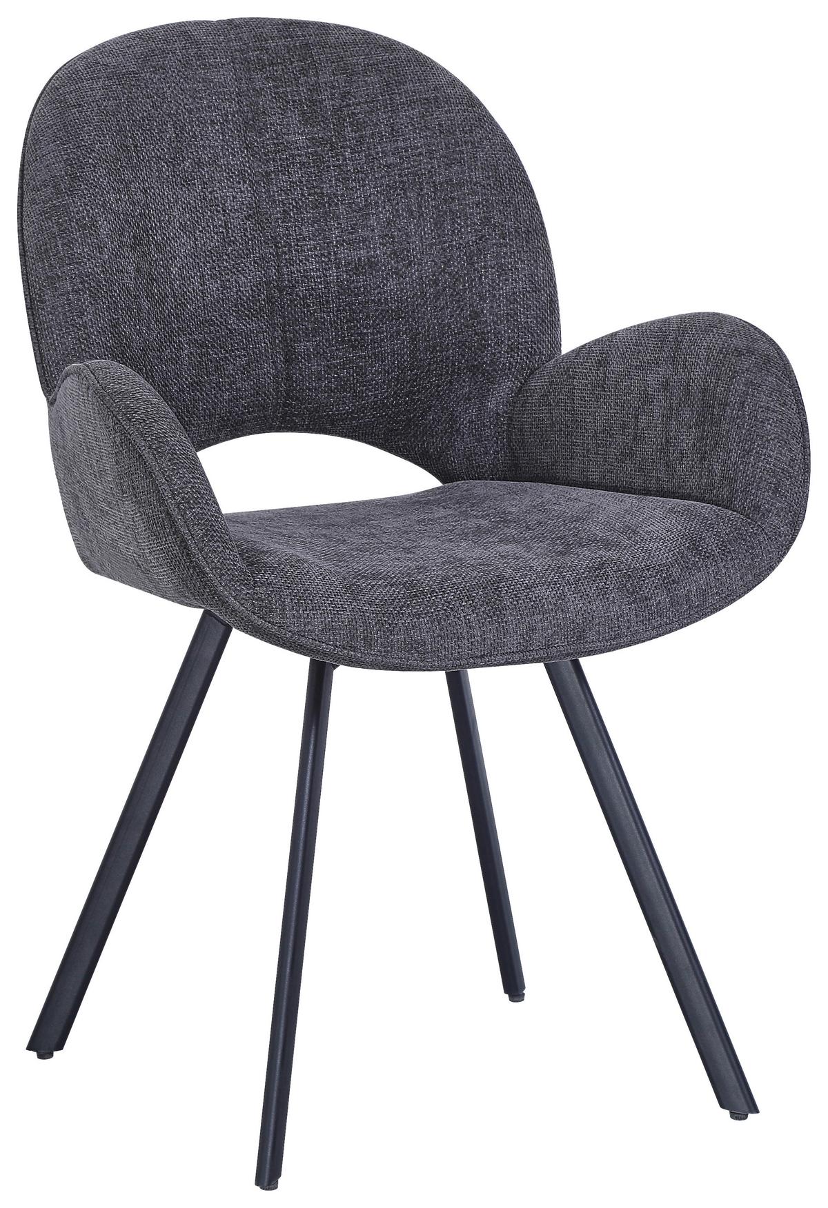 KRZESŁO Z PODŁOKIETNIKAMI CARLOTTA - czarny/szary, Modern, metal/tkanina (61/88/62cm) - MID.YOU