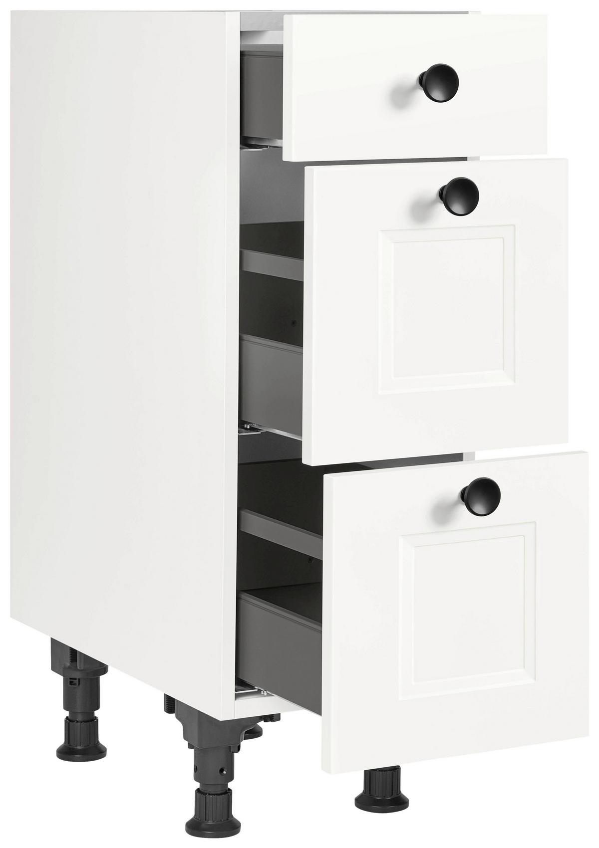 Schubkastenunterschrank Cascada Weiß - Schwarz/Weiß, MODERN, Holzwerkstoff/Metall (30/87/56cm) - Nobilia
