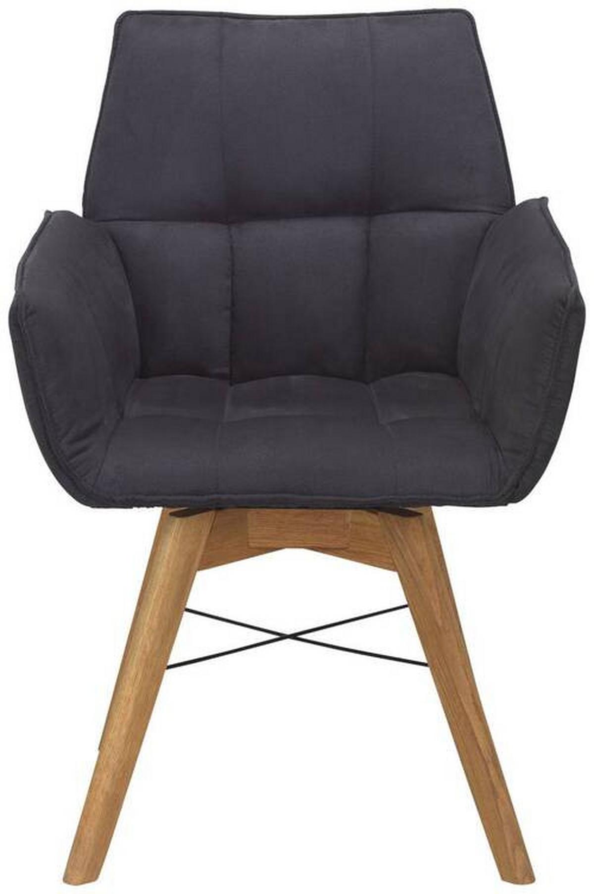 KRZESŁO Z PODŁOKIETNIKAMI BARBADOS - kolor dębowy/czarny, Design, drewno/tkanina (61/87/63cm) - Waldwelt