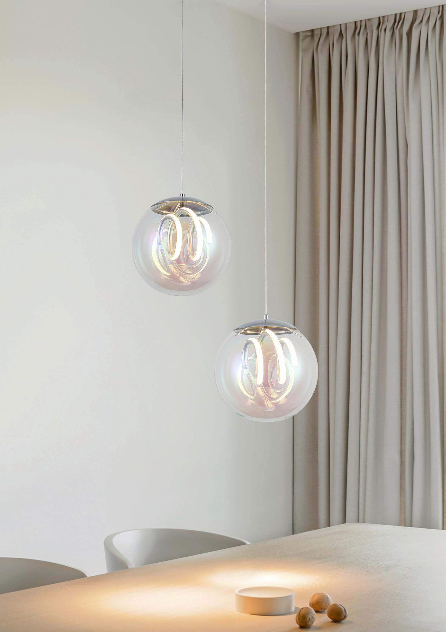 LED-HÄNGLAMPA MODERNI - pärlemor/kromfärg, Modern, metall/glas (78/25/120cm) - Mömax