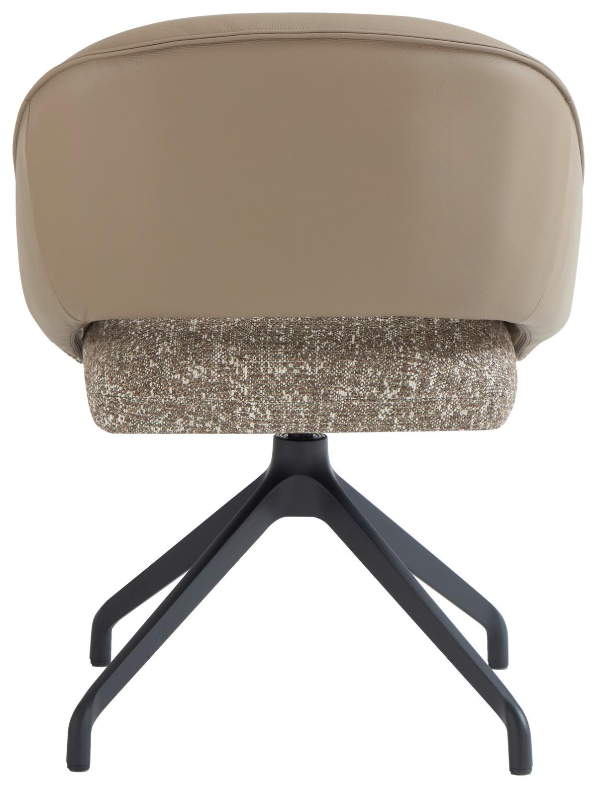 KRZESŁO Z PODŁOKIETNIKAMI NALA -EXKLUSIV- - beżowy/czarny, Design, skóra/metal (61/81/66cm) - Dieter Knoll