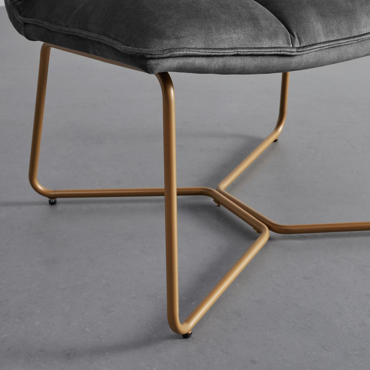 Sessel Rina Grau Samt Gepolstert - Goldfarben/Grau, MODERN, Holz/Textil (67/76,5/69,5cm) - Bessagi Home