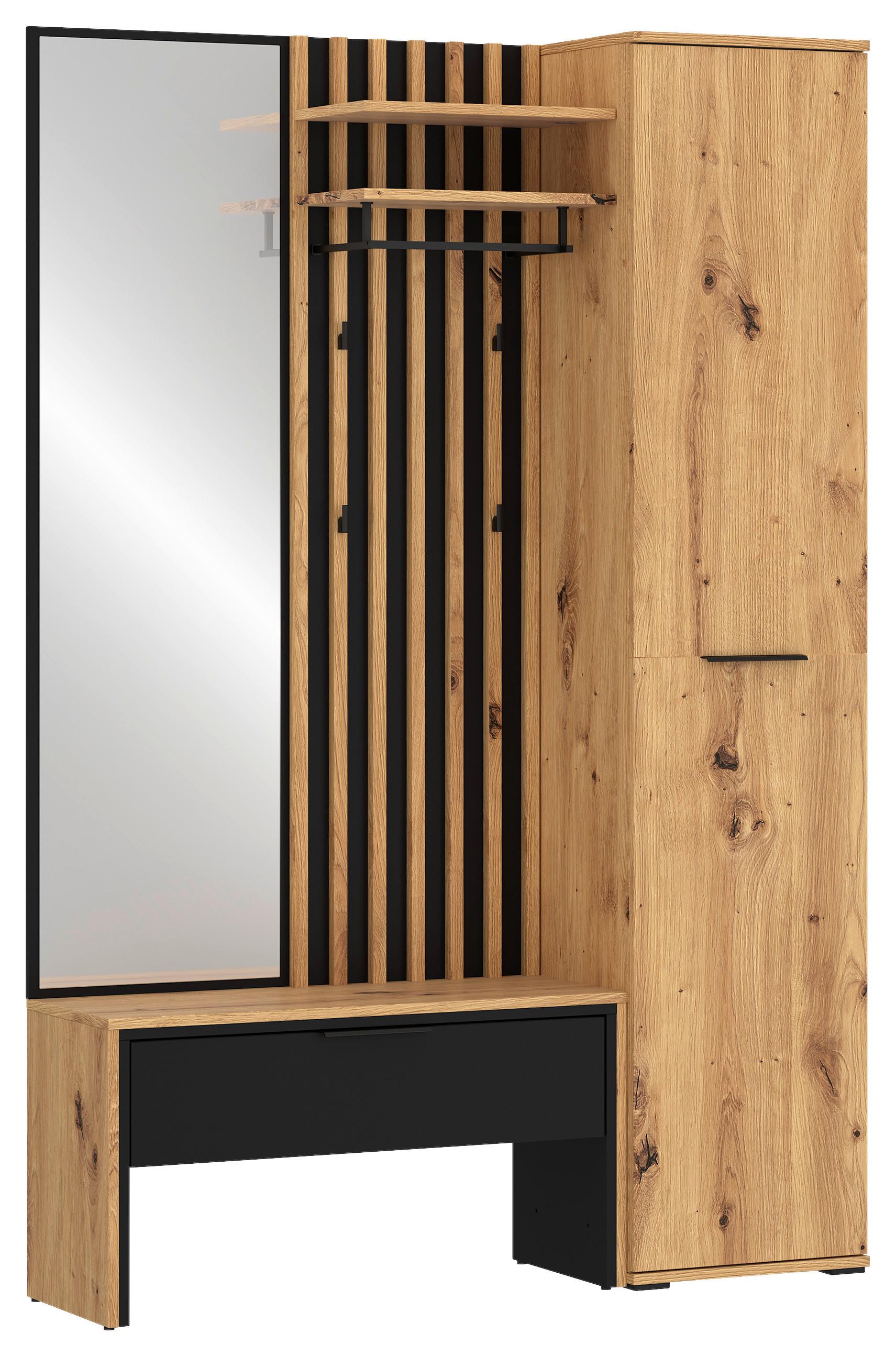 Predsoba Madera - črna/hrast artisan, Trend, leseni material (122/190/38cm)