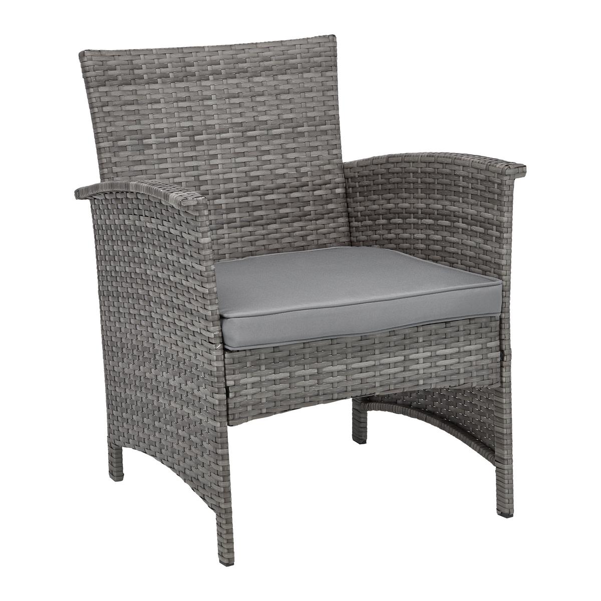 Loungegarnitur-Set Padua Grau aus Kunststoffgeflecht - Hellgrau/Schwarz, Modern, Glas/Kunststoff - Mömax