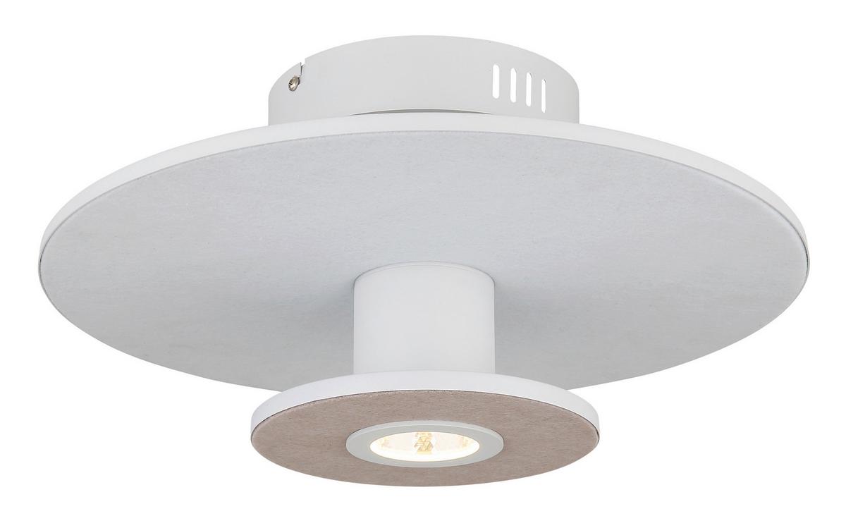 LED-Deckenleuchte Carter Weiß/Hellgrau/Beige max.24Watt - Beige/Hellgrau, Basics, Kunststoff/Textil (38/18cm) - Globo