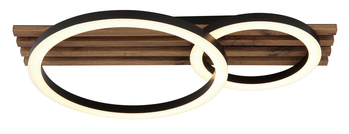 LED-DECKENLEUCHTE 67353D2 TISHA - Weiss/Dunkelbraun, Natur, Holzwerkstoff/Kunststoff (48/30/9,5cm) - Globo