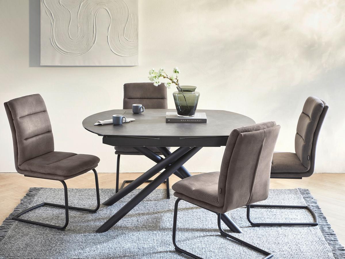 STÓŁ DO JADALNI BINZ -EXKLUSIV- - antracytowy/czarny, Design, metal/szkło (130-190/100/77cm) - Novel