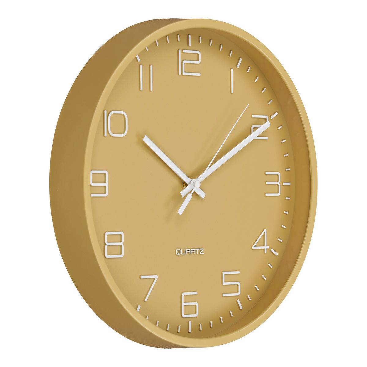 Wanduhr Rosolini Wall Clock Currygelb Ø ca. 30cm - Currygelb, Basics, Glas/Kunststoff (30/30/4cm)