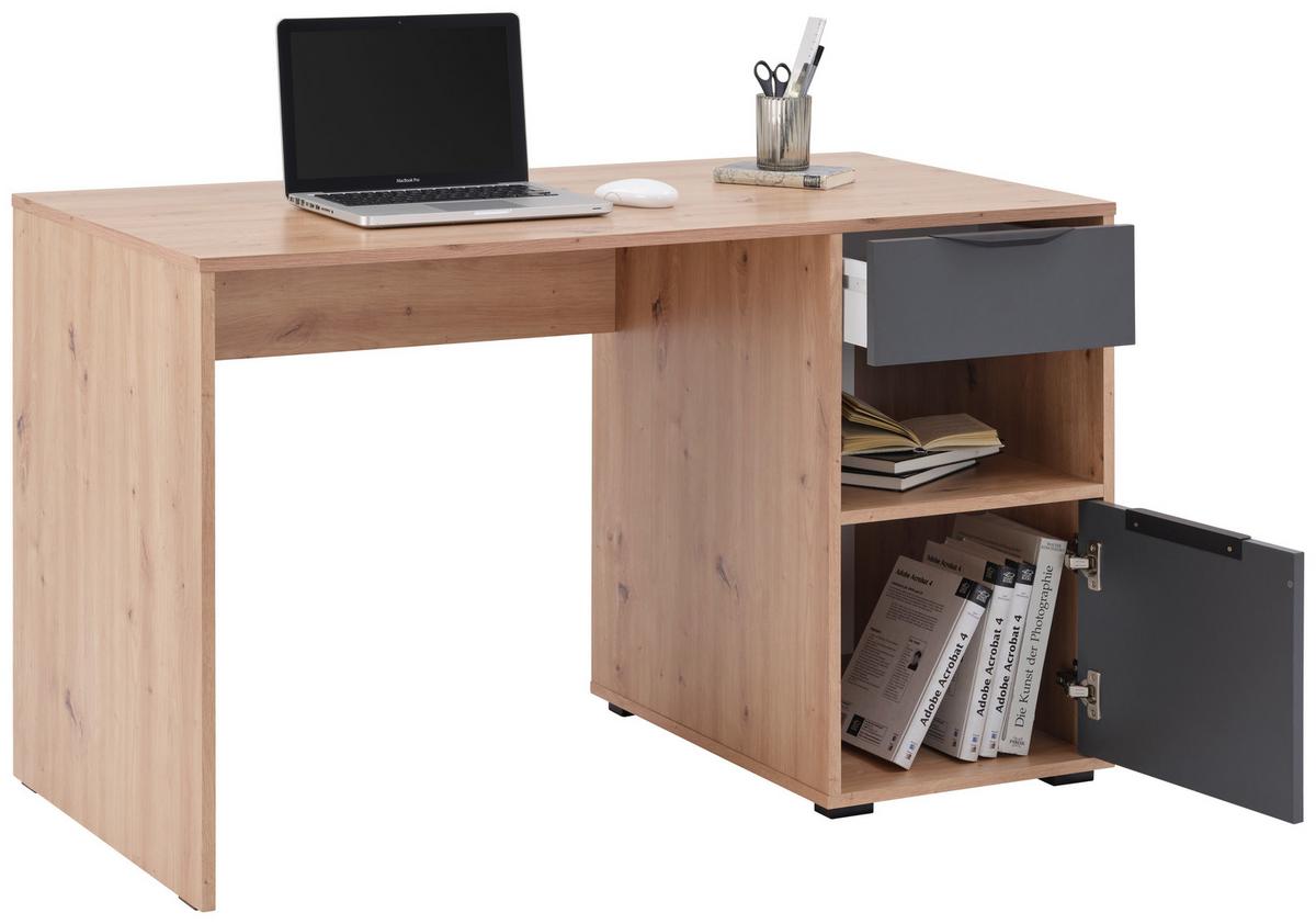 Masă de scris PALERMO 2 - stejar Artisan/antracit, Trend, material pe bază de lemn (120/73,5/60cm) - Modern Living