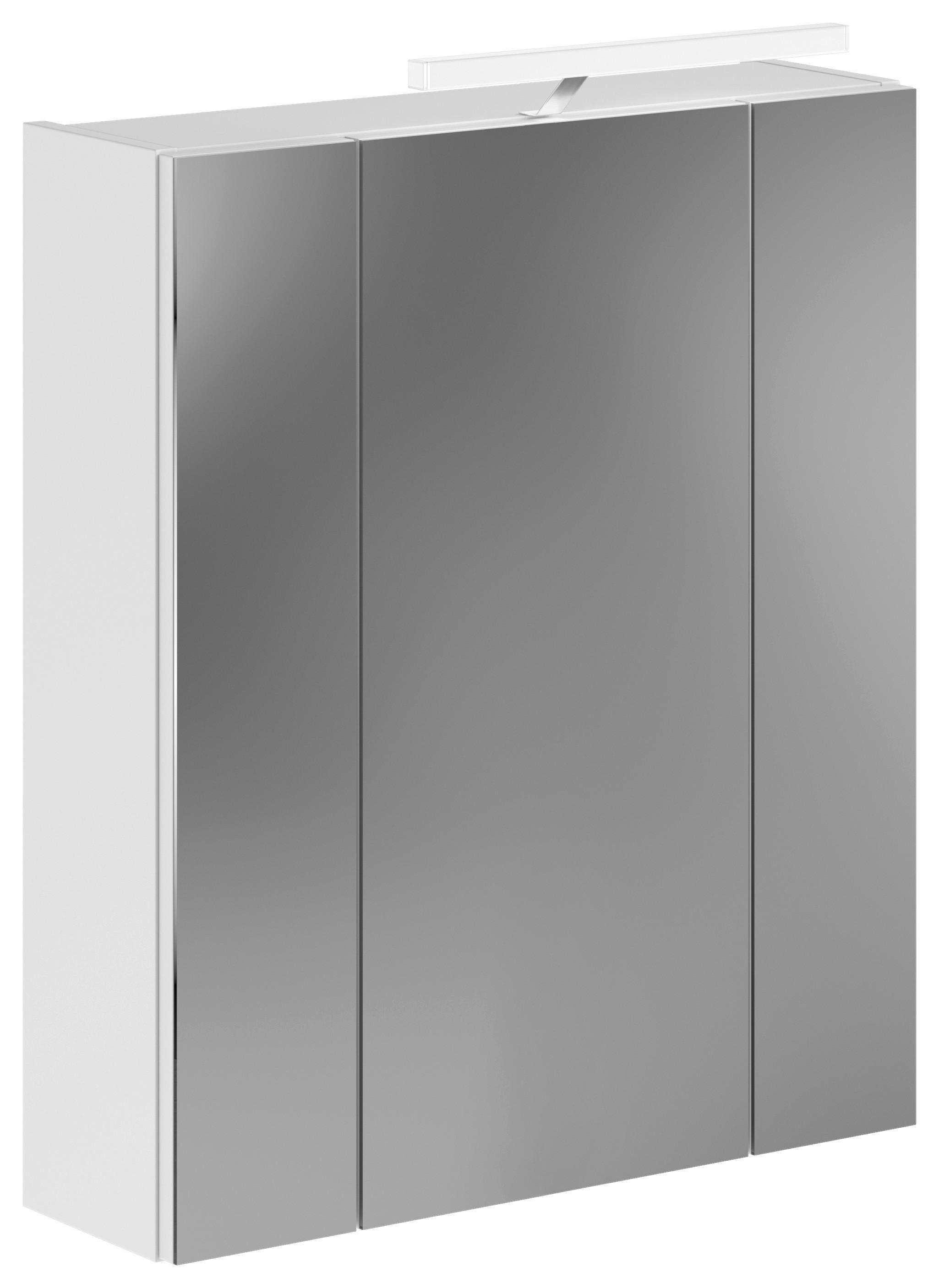 Badezimmer Linus 2-tlg. Weiß mit LED - Weiß Hochglanz/Silberfarben, MODERN, Glas/Holzwerkstoff (60/182/34cm) - MID.YOU