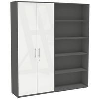 AKTENSCHRANK OFFICE EDITION - SW SET 1 HOCH - Weiß Hochglanz/Anthrazit, MODERN, Holzwerkstoff (168,8/185,6/33cm) - MID.YOU