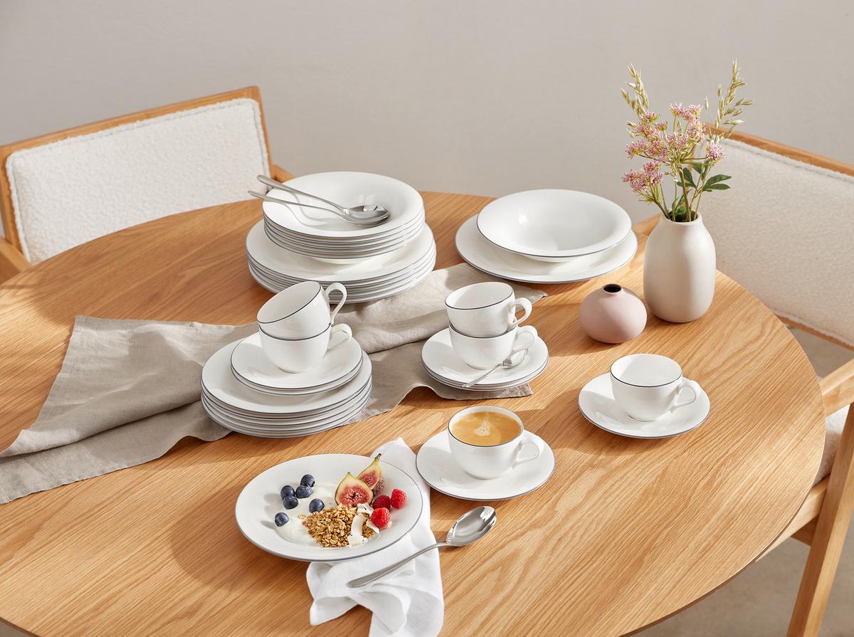 KOMPLET DO KAWY GREY LINES VILLEROY & BOCH - biały/szary, Konventionell, ceramika - Villeroy & Boch