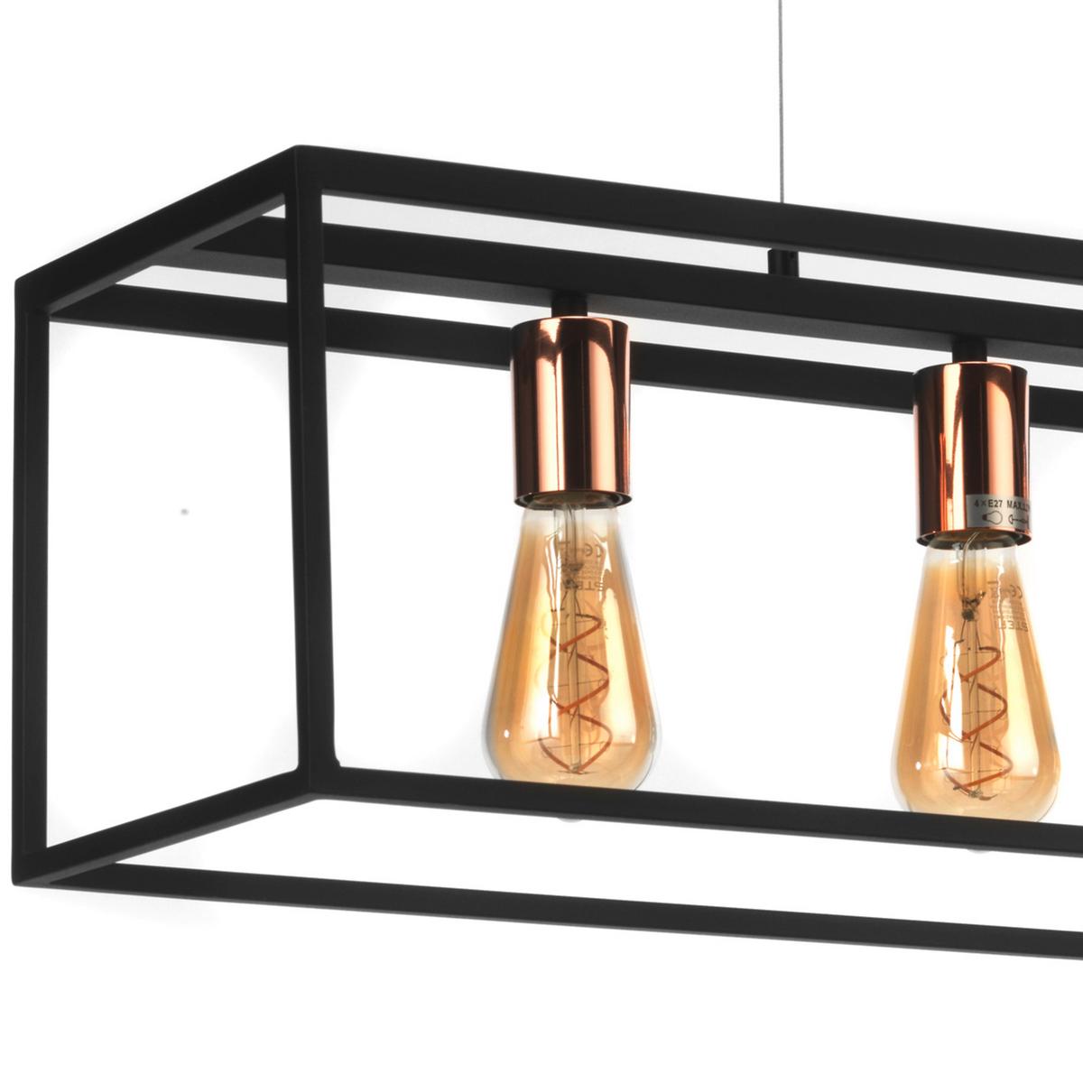 Hängeleuchte Floki Schwarz/Kupfer max. 22 Watt - Schwarz/Kupferfarben, Design, Metall (85/22/110cm)