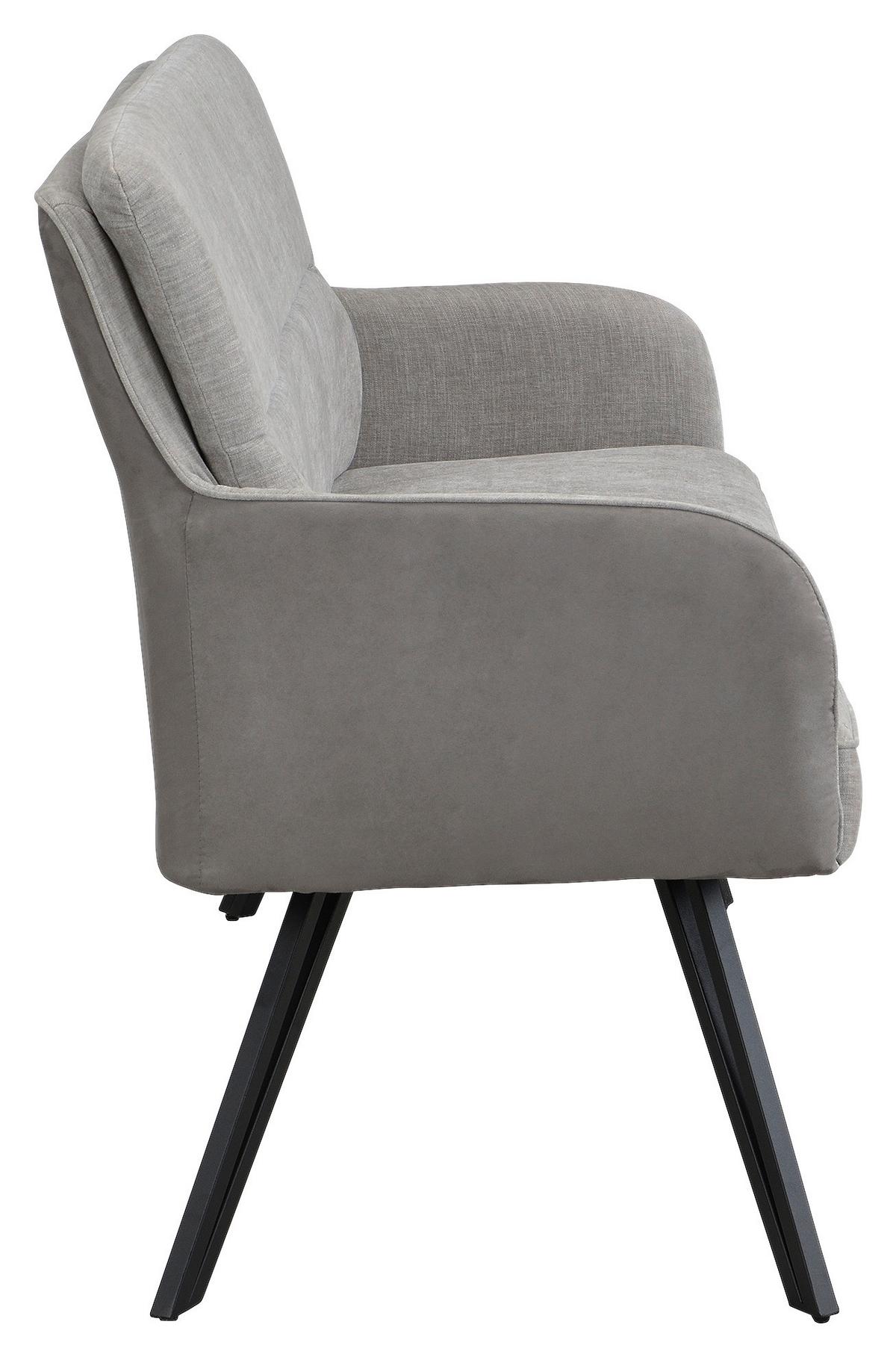 SITZBANK TINO - Hellgrau/Schwarz, MODERN, Textil/Metall (160/94/67cm) - MID.YOU