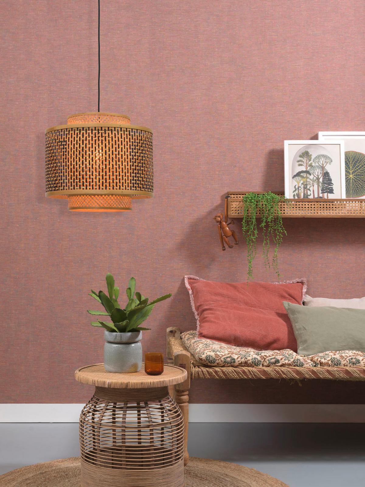 Viseča Svetilka Bhutan, Črna, Bambus - črna/rjava, Design, naravni materiali (43/243/41,5cm) - Good & Mojo