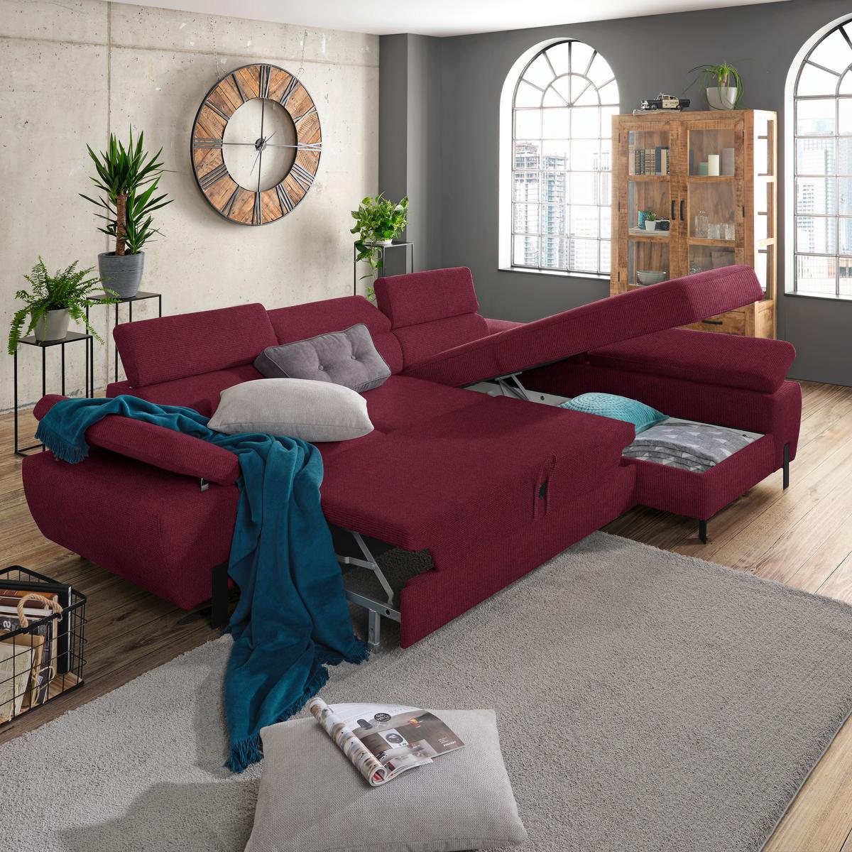 Kutna Garnitura Molina Mini - bordo/crna, Moderno, drvni materijal/drvo (277/90/189cm) - Mömax