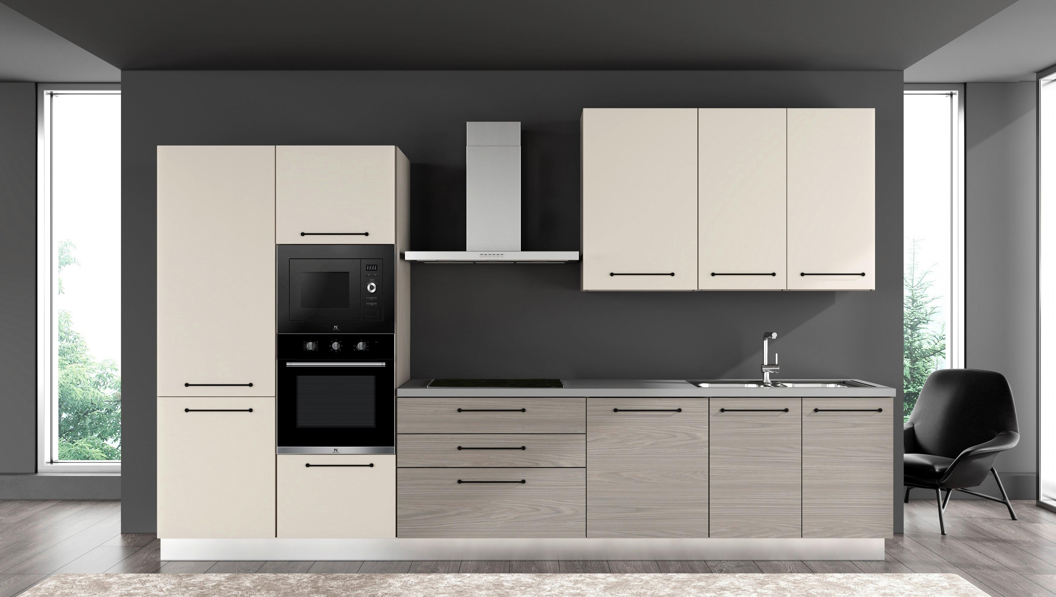 Kuhinjski Blok Line, Z Aparati, 360 Cm - siva/črna, Moderno, kovina/leseni material (360/60/216/240cm) - Mömax