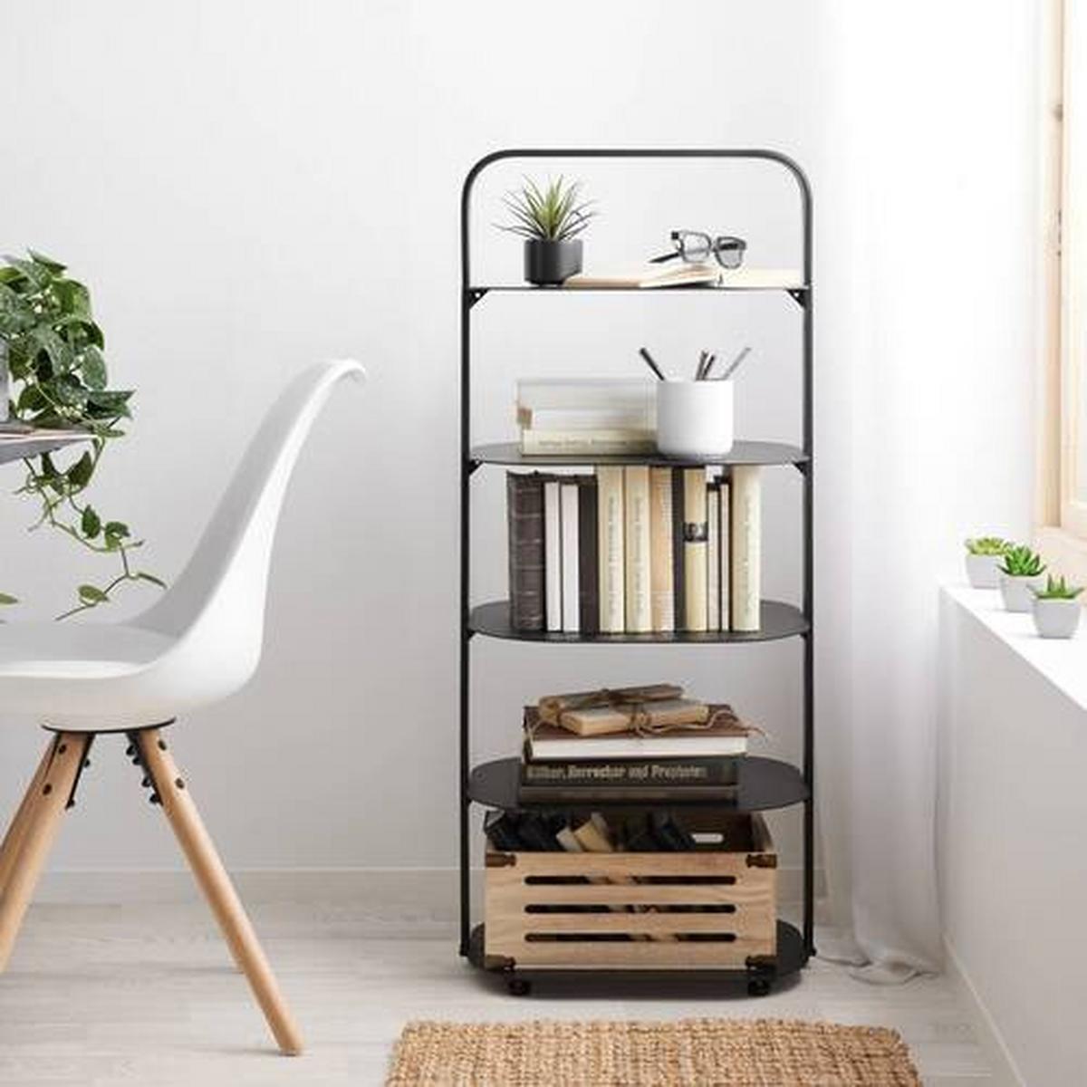 Regal Levit in Schwarz - Schwarz, MODERN, Kunststoff/Metall (47/109/35cm) - Premium Living