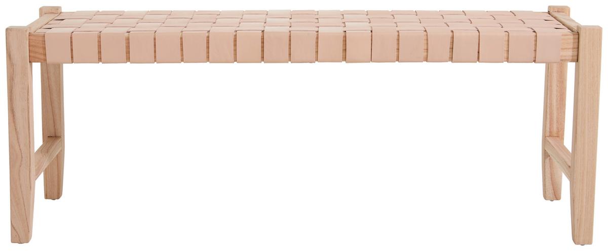 ŁAWKA SITZBANK - kolor orzechowy/kolor naturalny, Design, skóra/drewno (120/45/40cm) - Livetastic