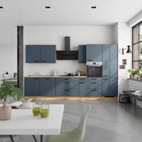 Küchenblock Easytouch High m. Geräten Dunkelblau - Eichefarben/Schwarz, MODERN, Holzwerkstoff/Metall (360cm) - Nobilia