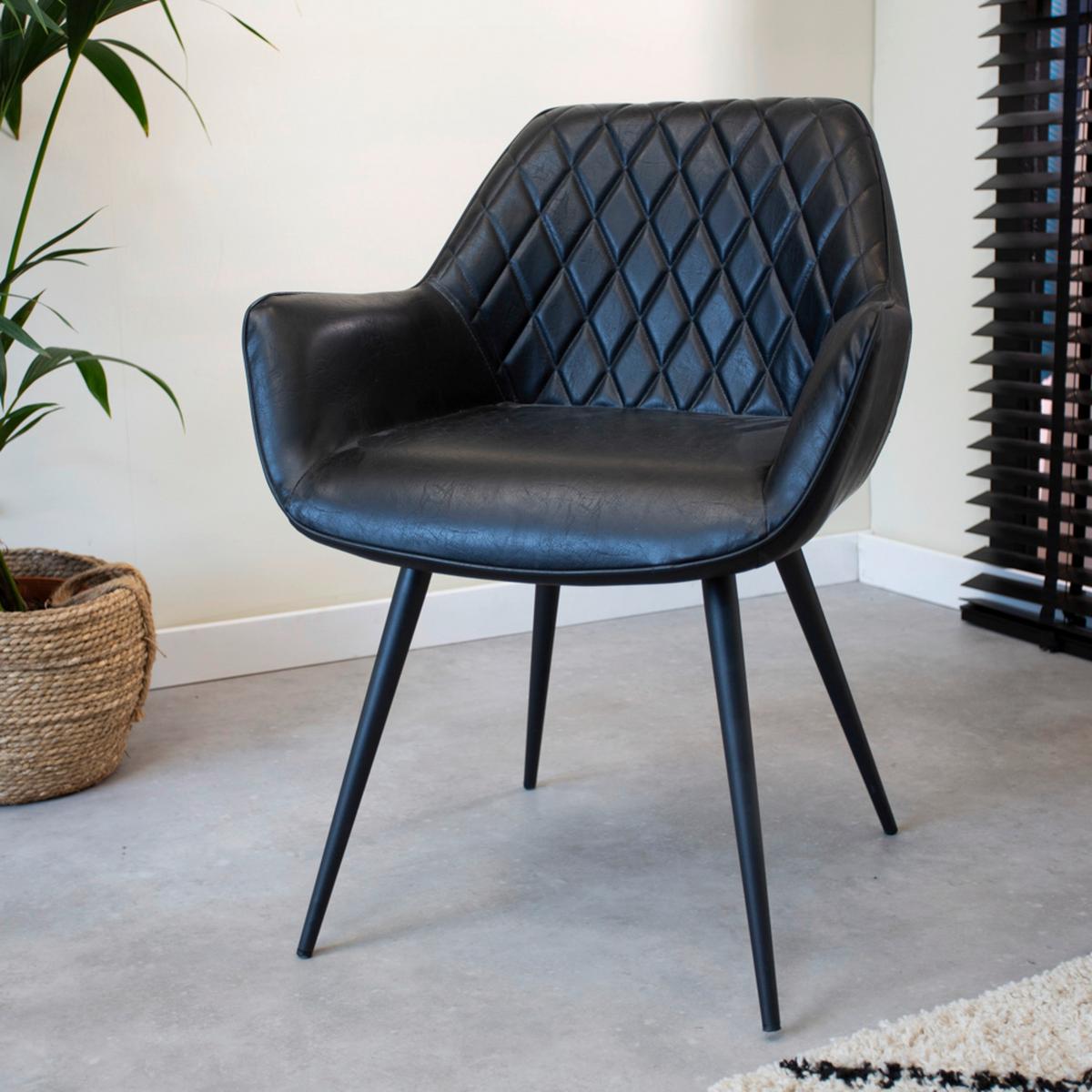 STUHL-SET COSE - Schwarz, KONVENTIONELL, Textil/Metall (62/83/60cm) - MID.YOU