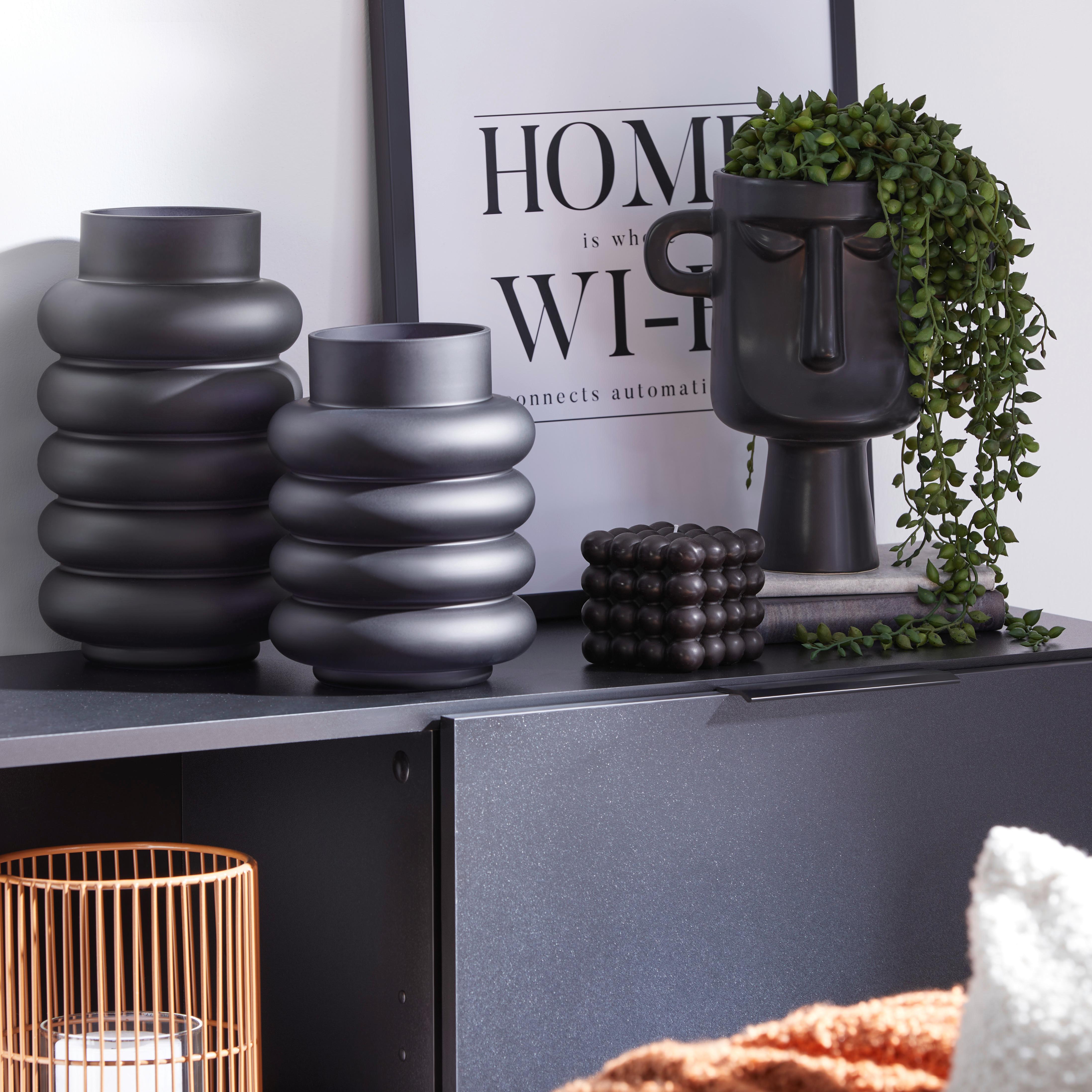Vase Ribbo II in Schwarz - Schwarz, Modern, Glas (15/25cm) - Premium Living