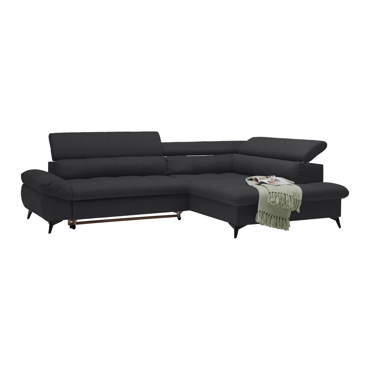 Wohnlandschaft Alberto Schwarz - Schwarz, MODERN, Textil/Metall (296/201cm) - Mömax