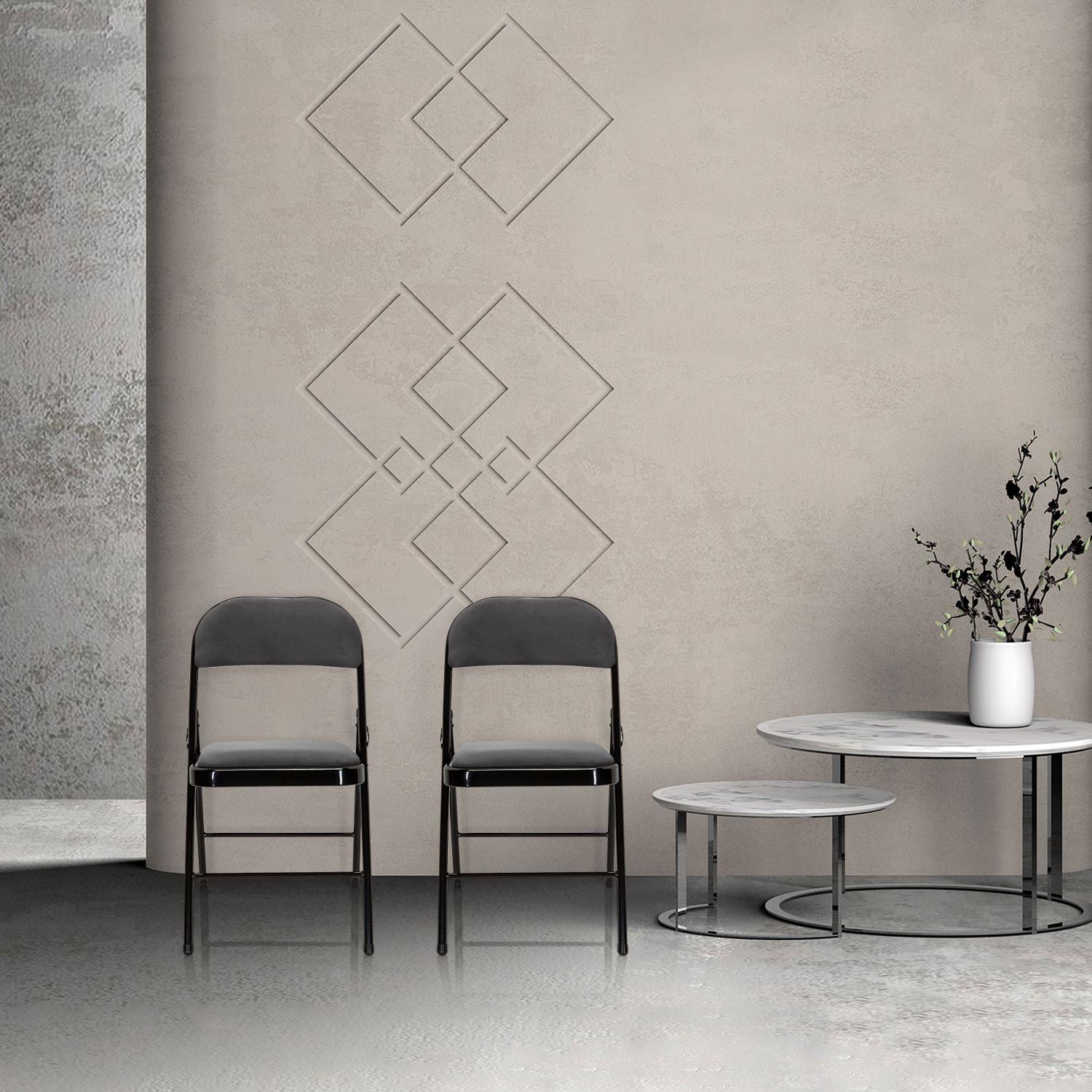 Zložljiv Stol Tudela I, Črna - temno siva/črna, Basics, kovina/tekstil (44/80/49cm) - MID.YOU