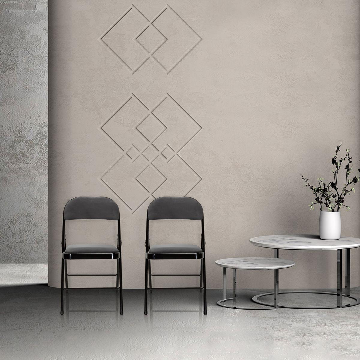 Zložljiv Stol Tudela I, Črna - temno siva/črna, Basics, kovina/tekstil (44/80/49cm) - MID.YOU