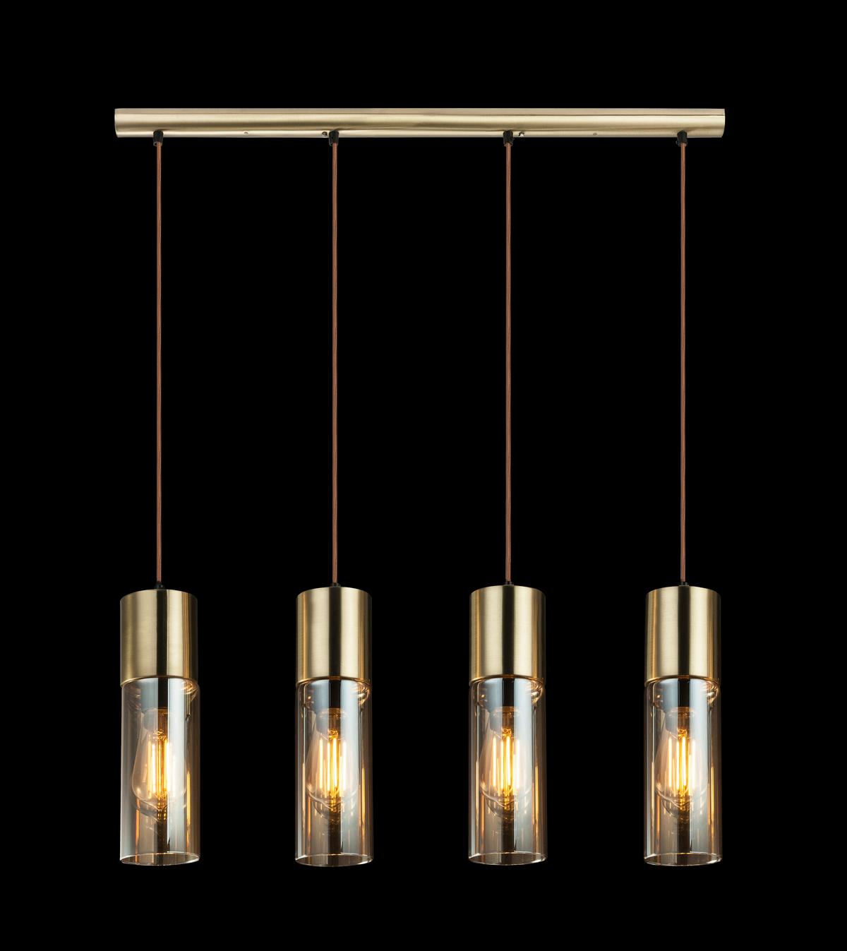 Hängeleuchte 21000-4HM in Messingfarben max. 25 Watt - Messingfarben, KONVENTIONELL, Glas/Metall (80/9/156cm) - Globo