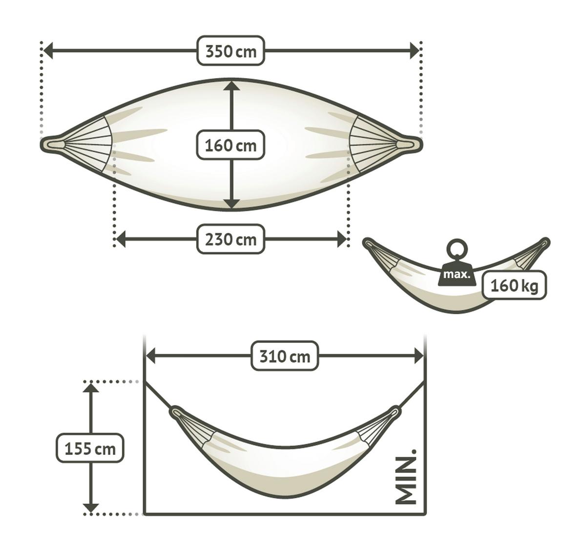 Hängematte Classic Double Hammock Outdoor Blau/Weiß - Blau/Weiß, KONVENTIONELL, Textil (160/350cm) - La Siesta