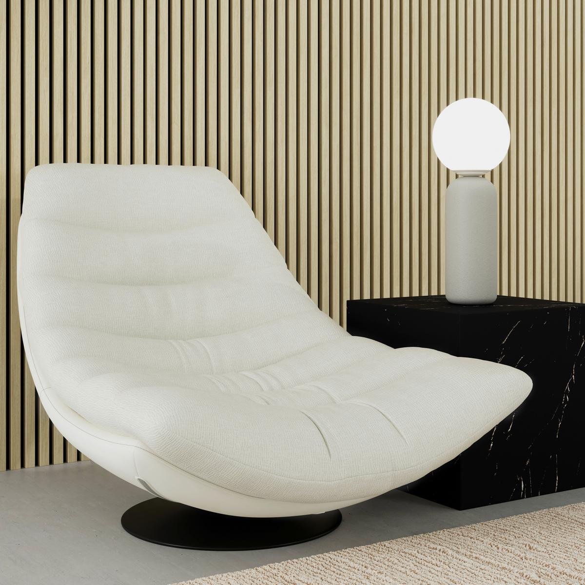 Sessel Lena Weiß Struktursamt/Lederlook - Schwarz/Weiß, MODERN, Textil/Metall (92/78/110cm) - Bessagi Home