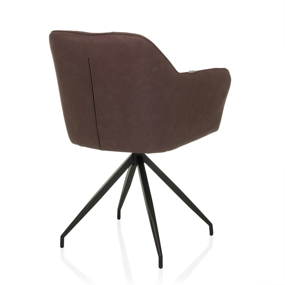 Naslanjač Elverum Spu, Temno Rjava - črna/temno rjava, Moderno, kovina/usnje (61/90/56cm) - MID.YOU