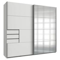 Schwebetürenschrank Saigon in Weiß ca. 225x208x64cm - Silberfarben/Alufarben, KONVENTIONELL, Glas/Holzwerkstoff (225/208/64cm) - Premium Living