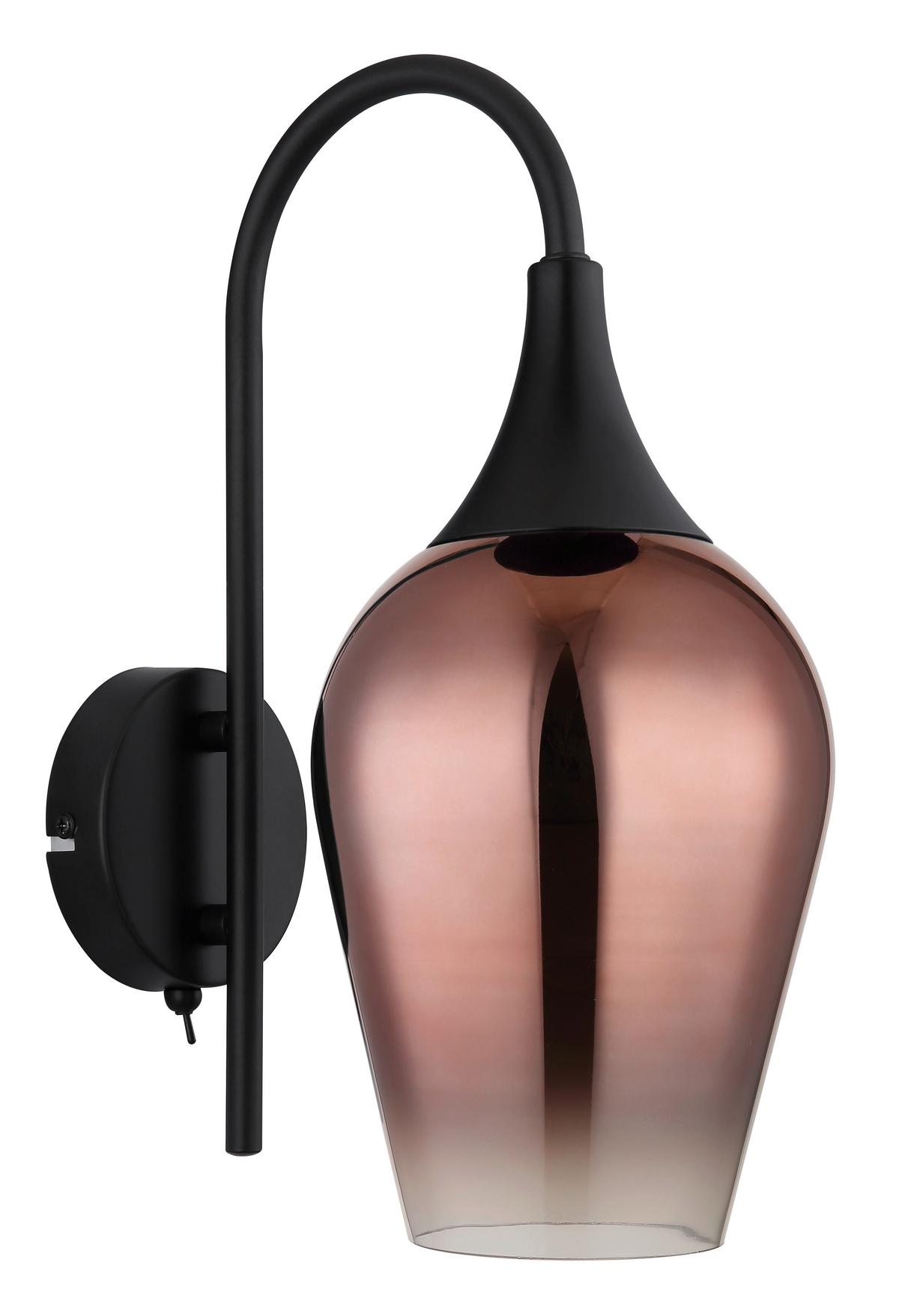 Wandleuchte Lavus Schwarz/Kupferfarben max. 40 W - Konventionell (15/36cm) - Globo