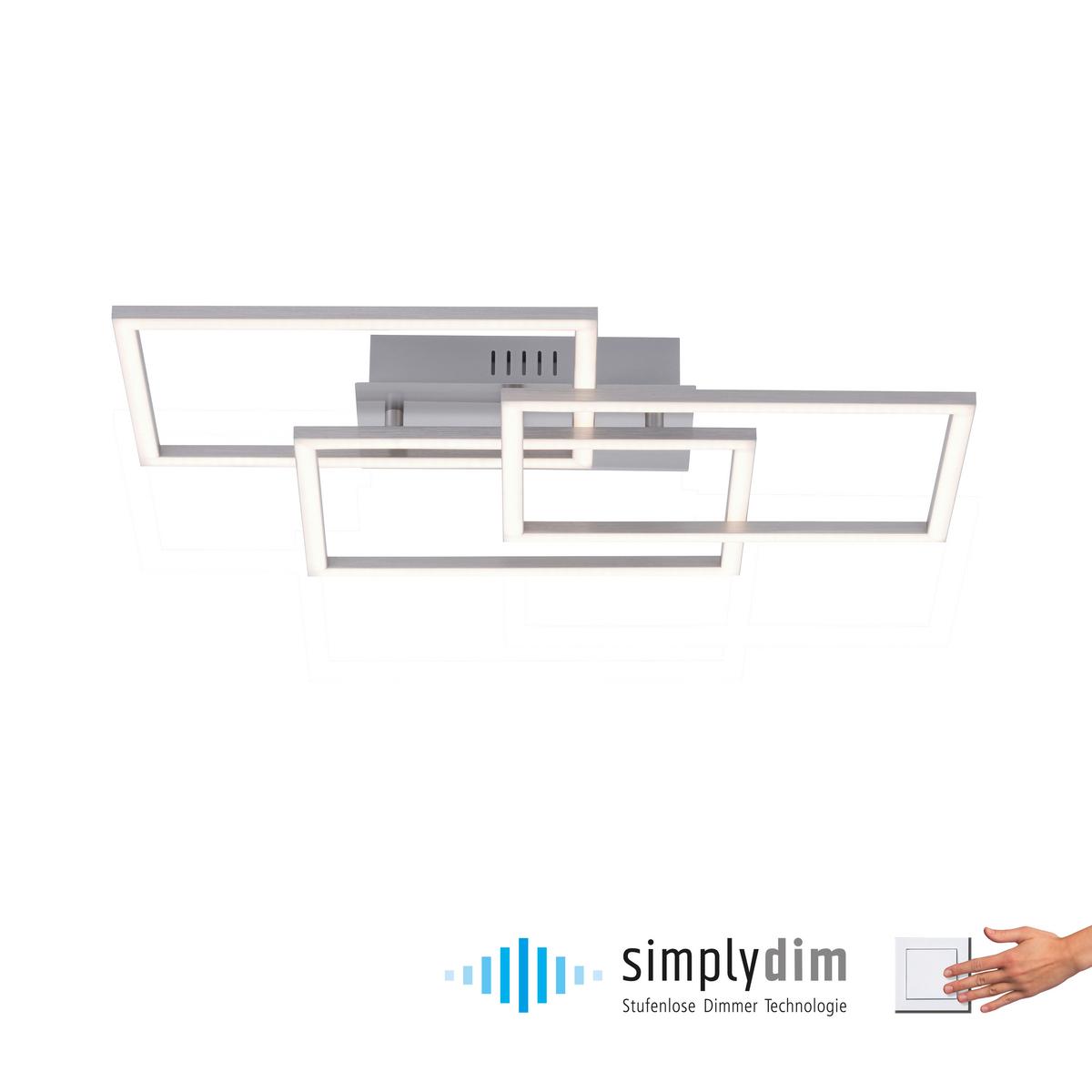 LED-Deckenleuchte Iven max. 31 Watt - Alufarben, Design, Kunststoff/Metall (54/33,5/7,5cm)