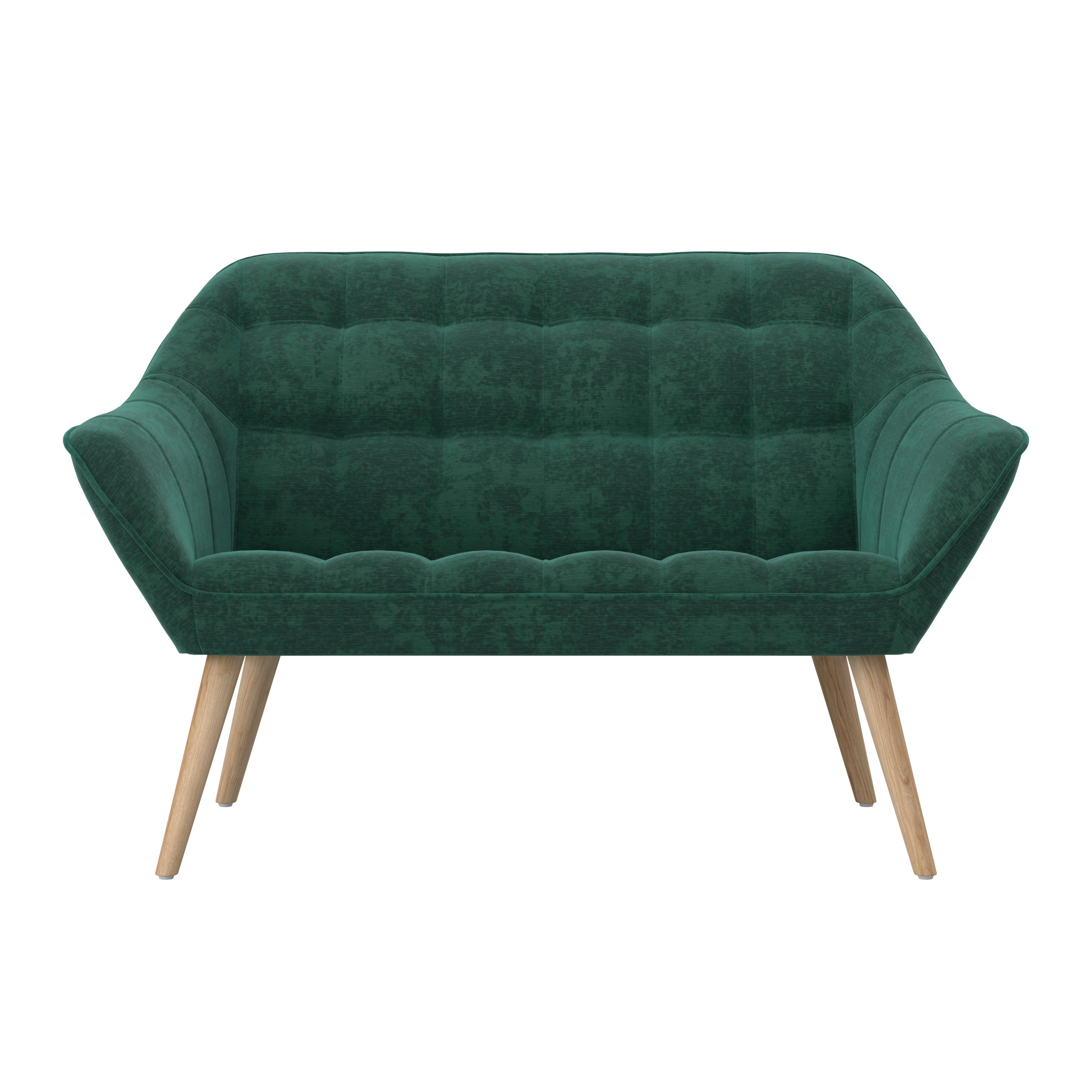 2-SITS SOFFA MONIQUE - grön/naturfärgad, Modern, metall/trä (126/74/76cm) - Bessagi Home