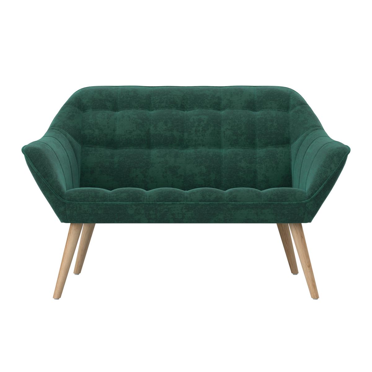 SOFA DWUOSOBOWA MONIQUE - zielony/kolor naturalny, Modern, metal/drewno (126/74/76cm) - Bessagi Home