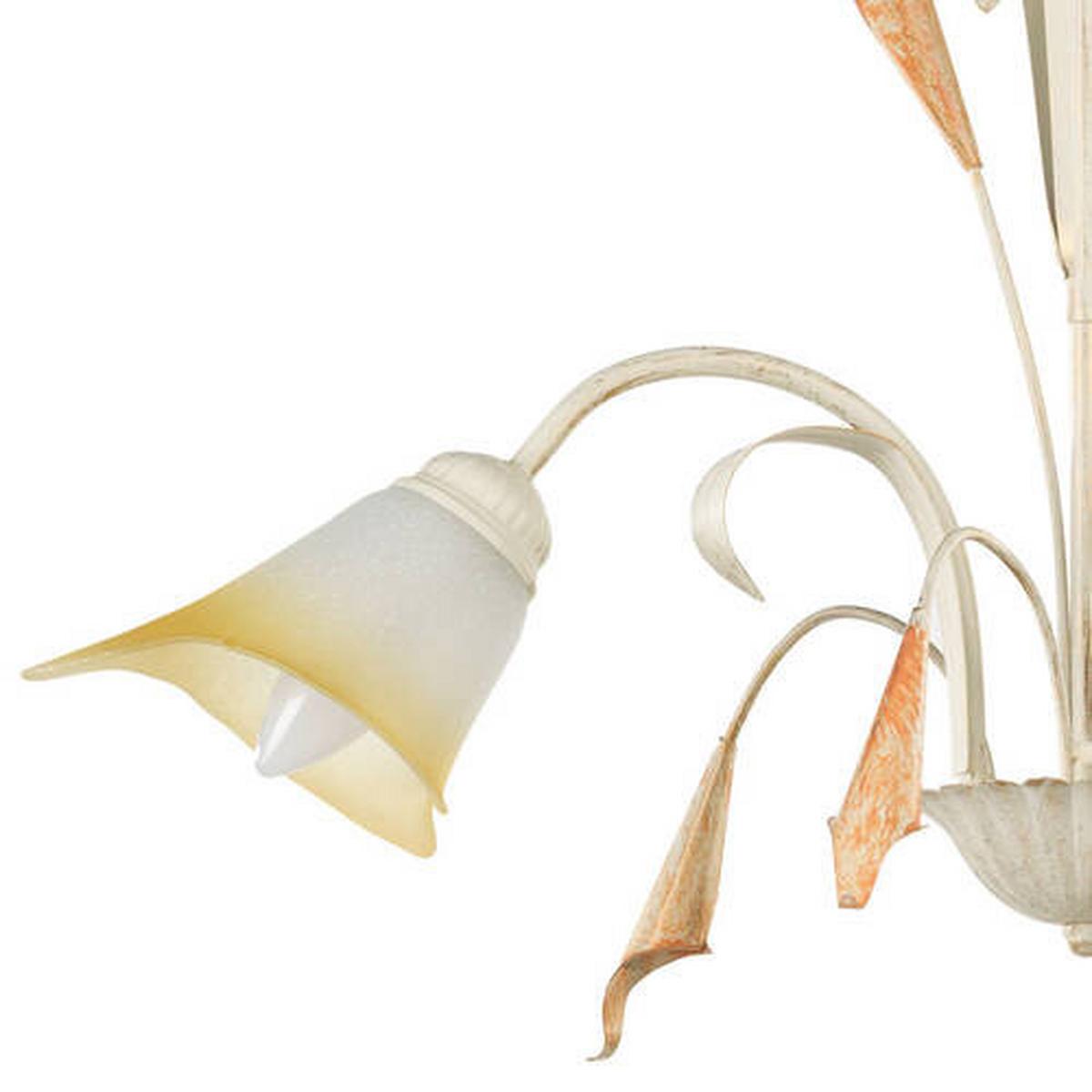 Kronleuchter Lucrezia Avorio Weiß max. 6 Watt - Weiß, Natur, Glas/Metall (60/100cm)
