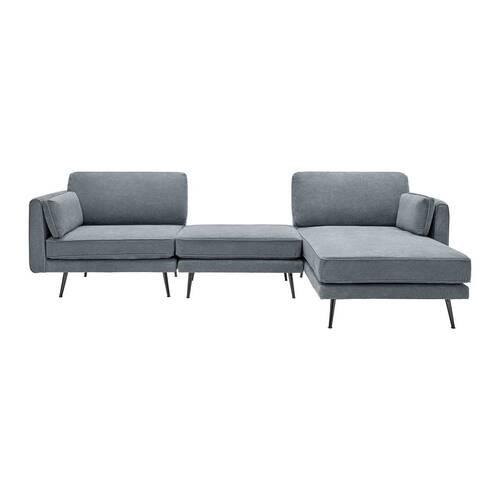 Wohnlandschaft Dunja Grau Webstoff - Grau, MODERN, Holz/Textil (295/89/161cm) - Bessagi Home