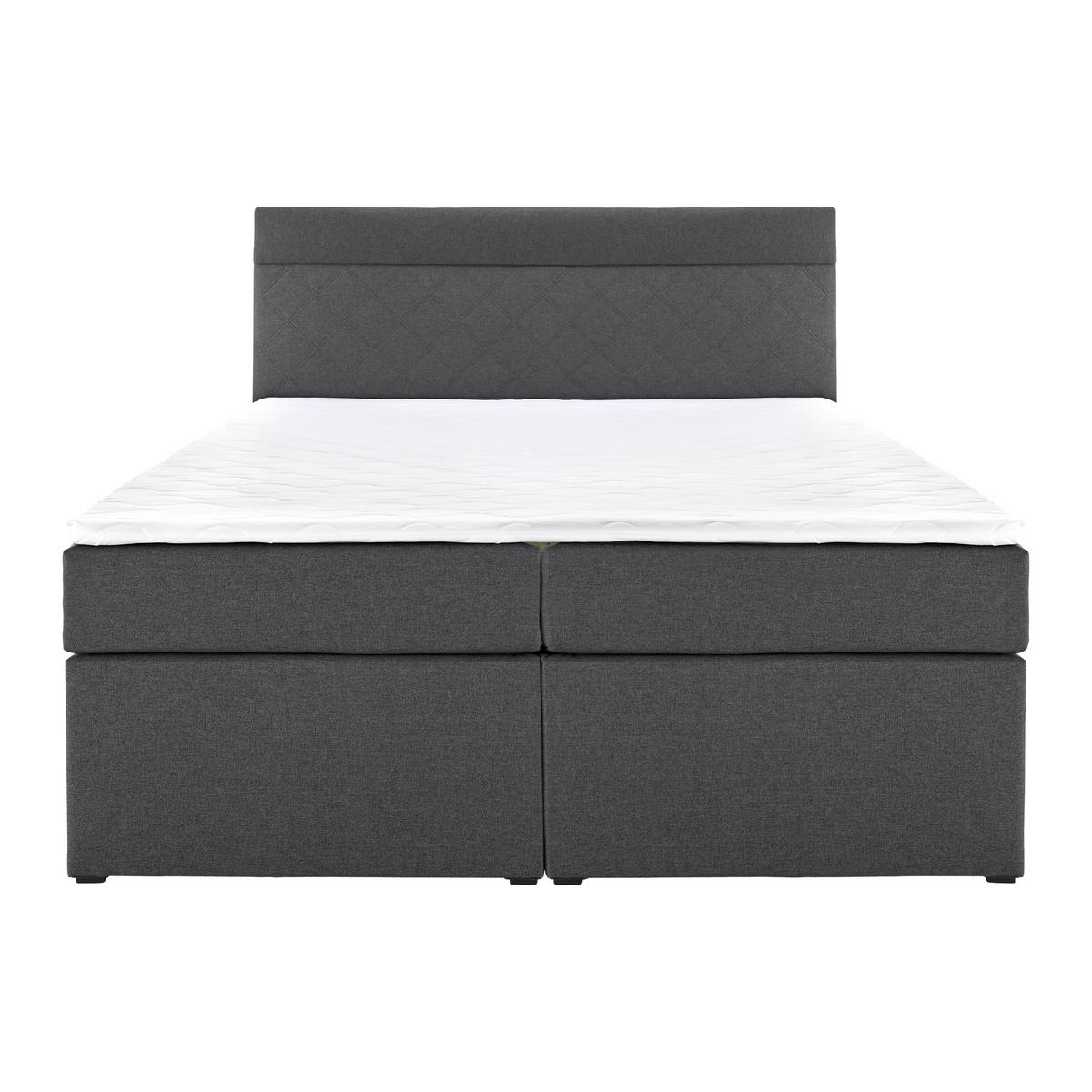 Boxspringbett ROSA anthrazit. ca 140x200cm ink. Topper - Dunkelgrau/Anthrazit, Modern, Holz/Holzwerkstoff (140/200cm) - Bessagi Home