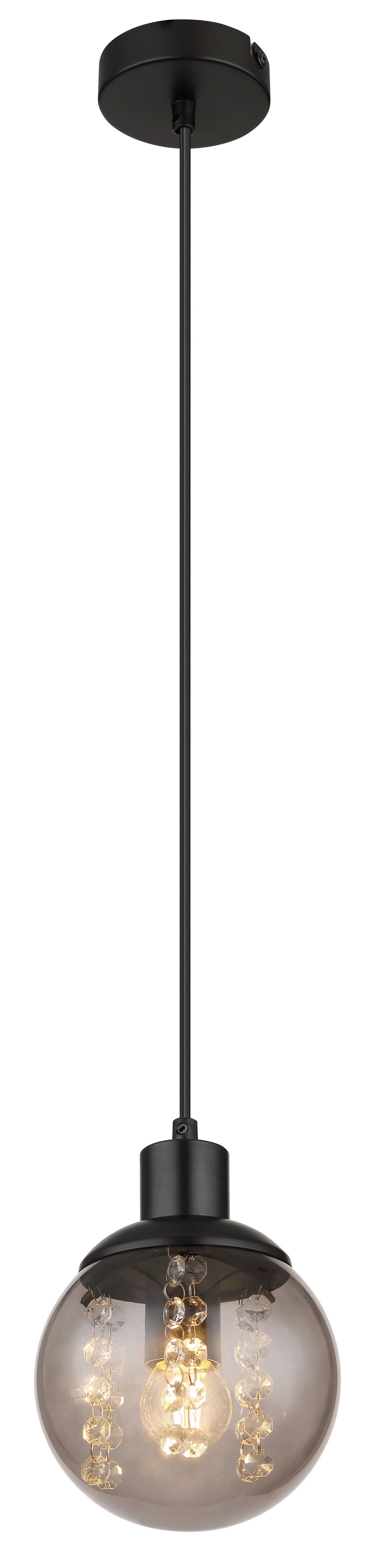 Hängeleuchte Richard Klar/Schwarz max. 25 Watt - Klar/Schwarz, Design, Glas/Kunststoff (15/150cm) - Globo