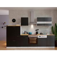 Küchenleerblock LBKB310WSG Schwarz/Weiß ca. 310 cm - Edelstahlfarben/Nussbaumfarben, Basics, Holzwerkstoff/Metall (310cm) - Respekta