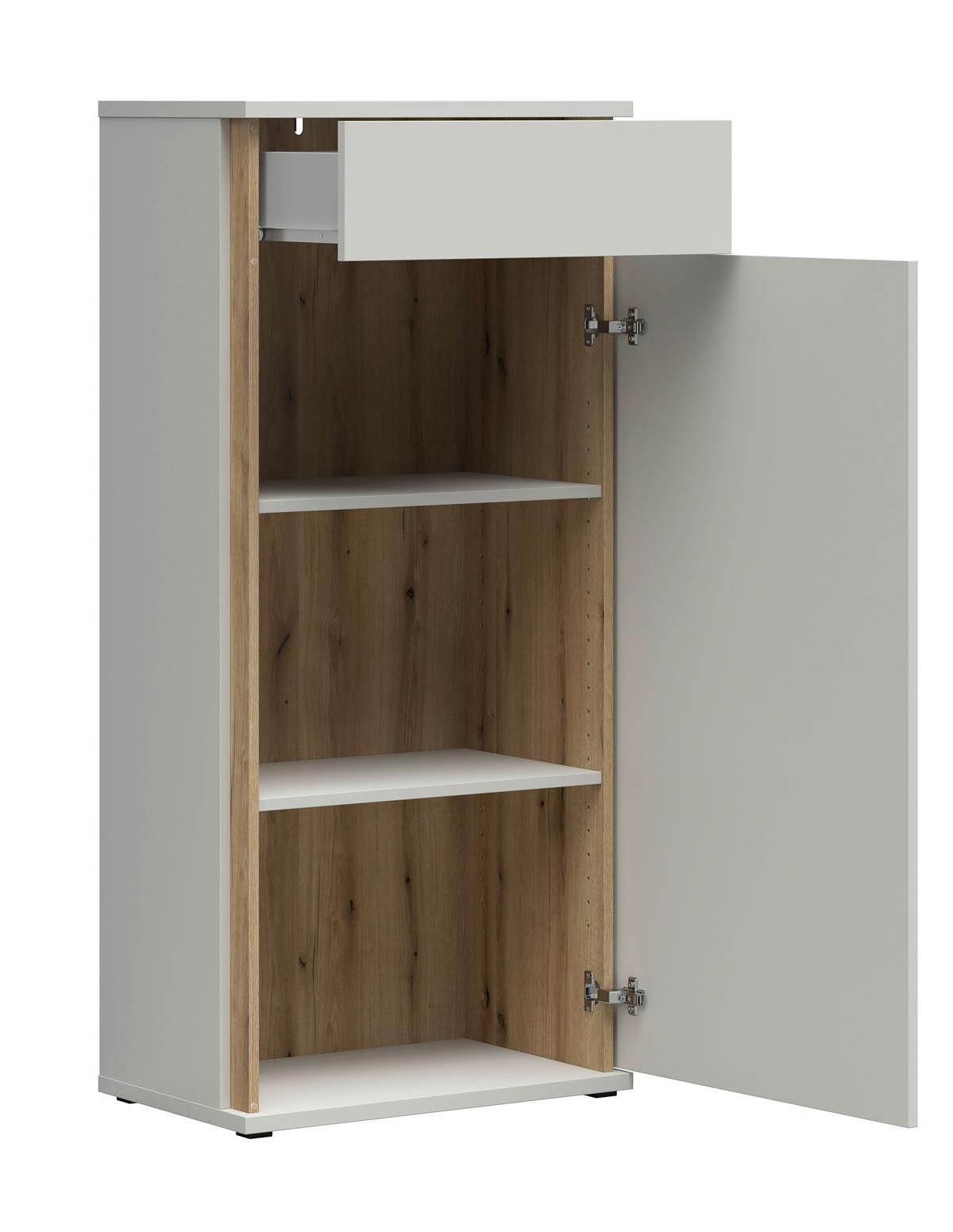 Schuhschrank Antonio Creme/Eichefarben - Eichefarben/Creme, Modern, Holzwerkstoff/Kunststoff (61/133/38cm) - Mömax