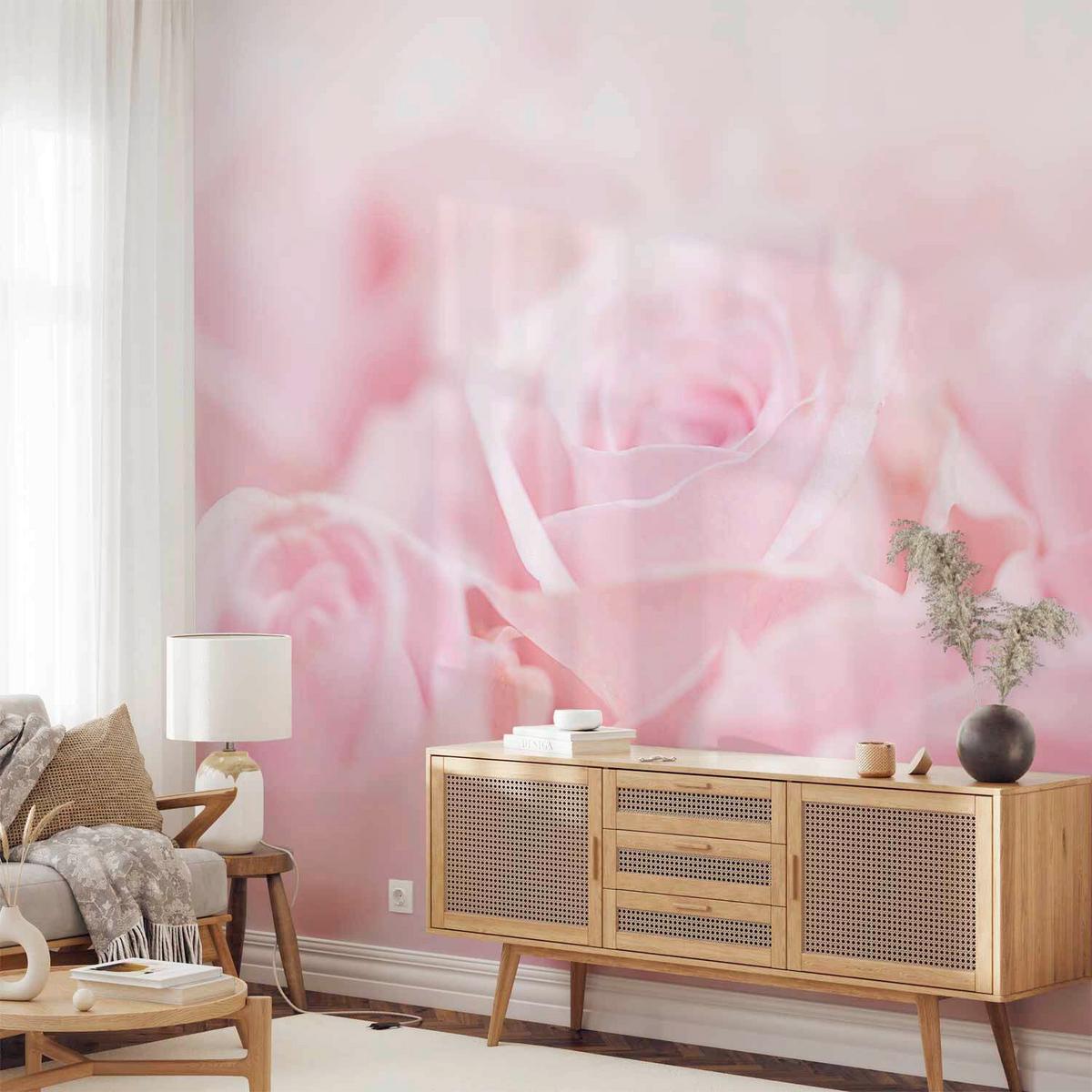 Fototapeta Ocean Of Roses, 450x315cm - bela/svetlo roza, Trendi, tekstil (450/315cm) - artgeist