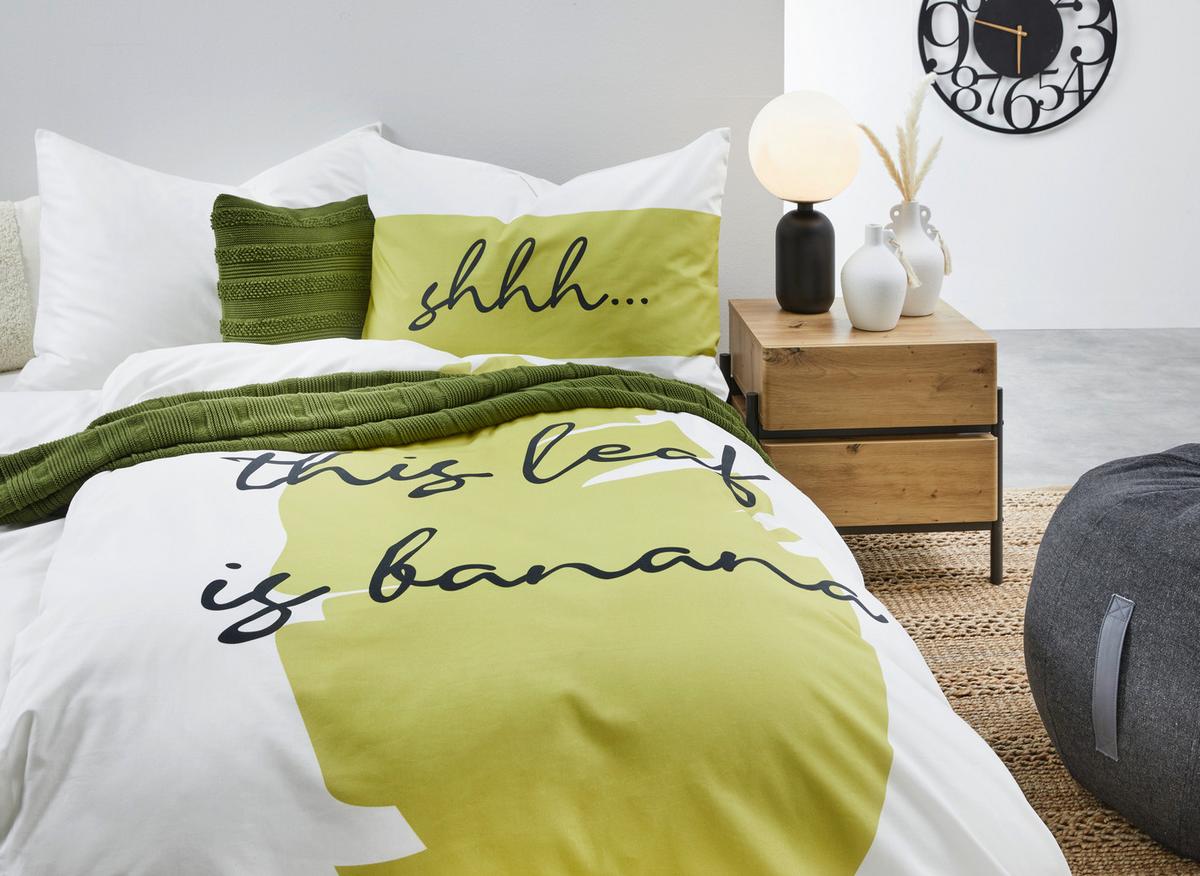 Ágyneműhuzat-garnitúra Kétodalas Oliveio - fehér/zöld, Lifestyle, textil (140/200cm) - Bessagi Home