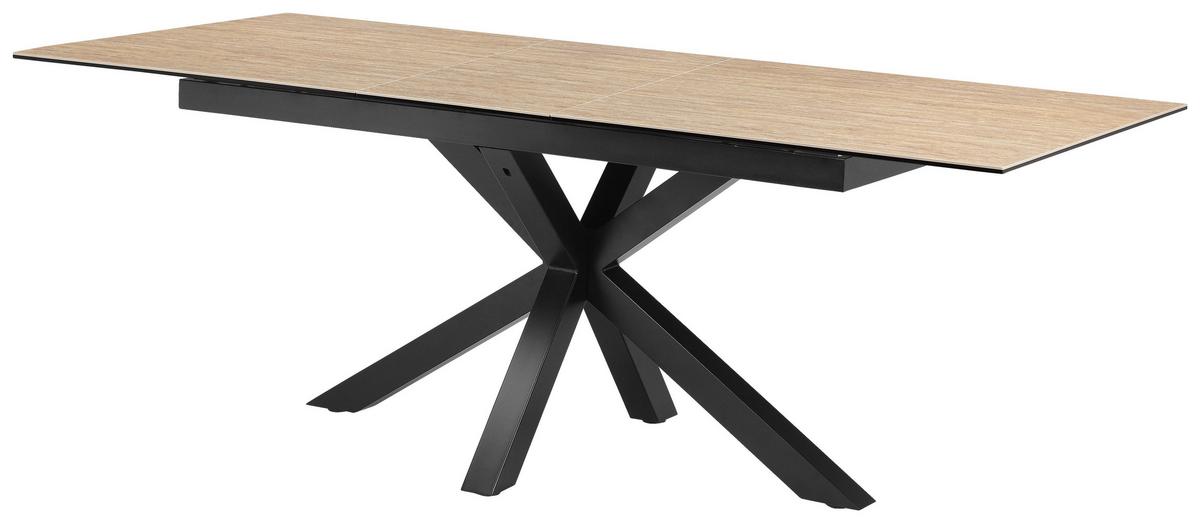 Raztegljiva Miza Lotus, Bež, 168-210x90 - črna/bež, Moderno, kovina/steklo (168-210/90/76cm) - MID.YOU