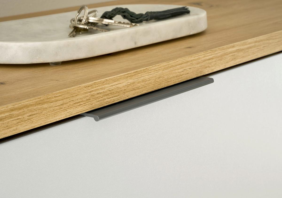 KOMODA MILAN - kolor srebrny/biały, Design, materiał drewnopochodny/tworzywo sztuczne (85/105/38cm) - MID.YOU